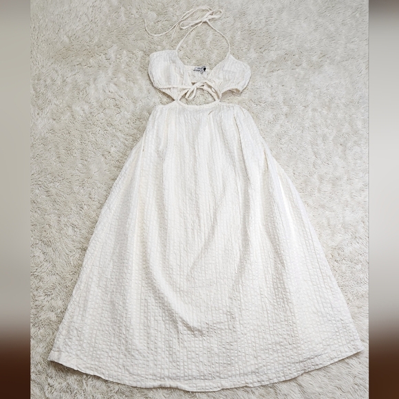 Madewell White Cotton Cutout Bandeau Halter Midi Beach Sundress, Size Small - Picture 7 of 16